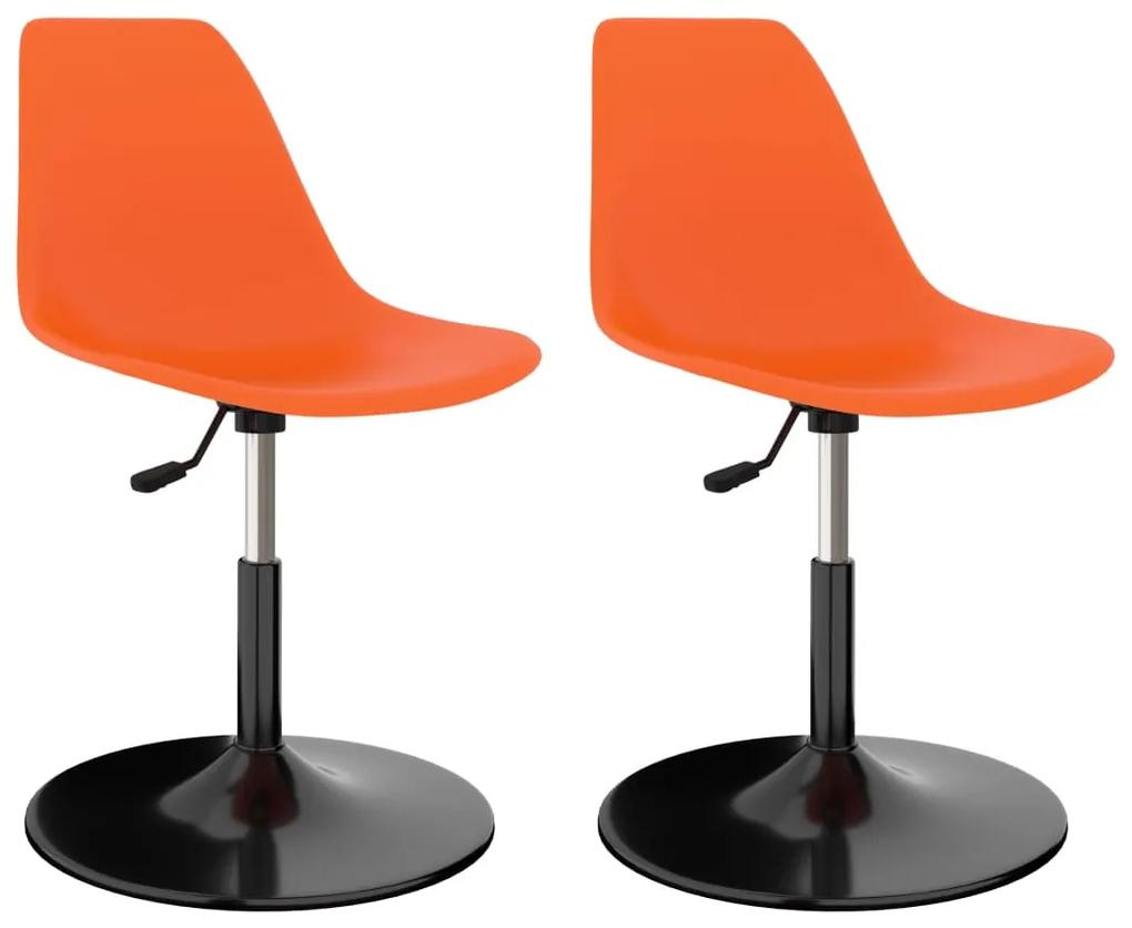 Otočné jedálenské stoličky 2 ks, oranžové, PP 324197