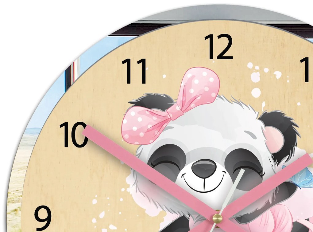 Detské nástenné hodiny Mirro Panda 30 cm viacfarebné