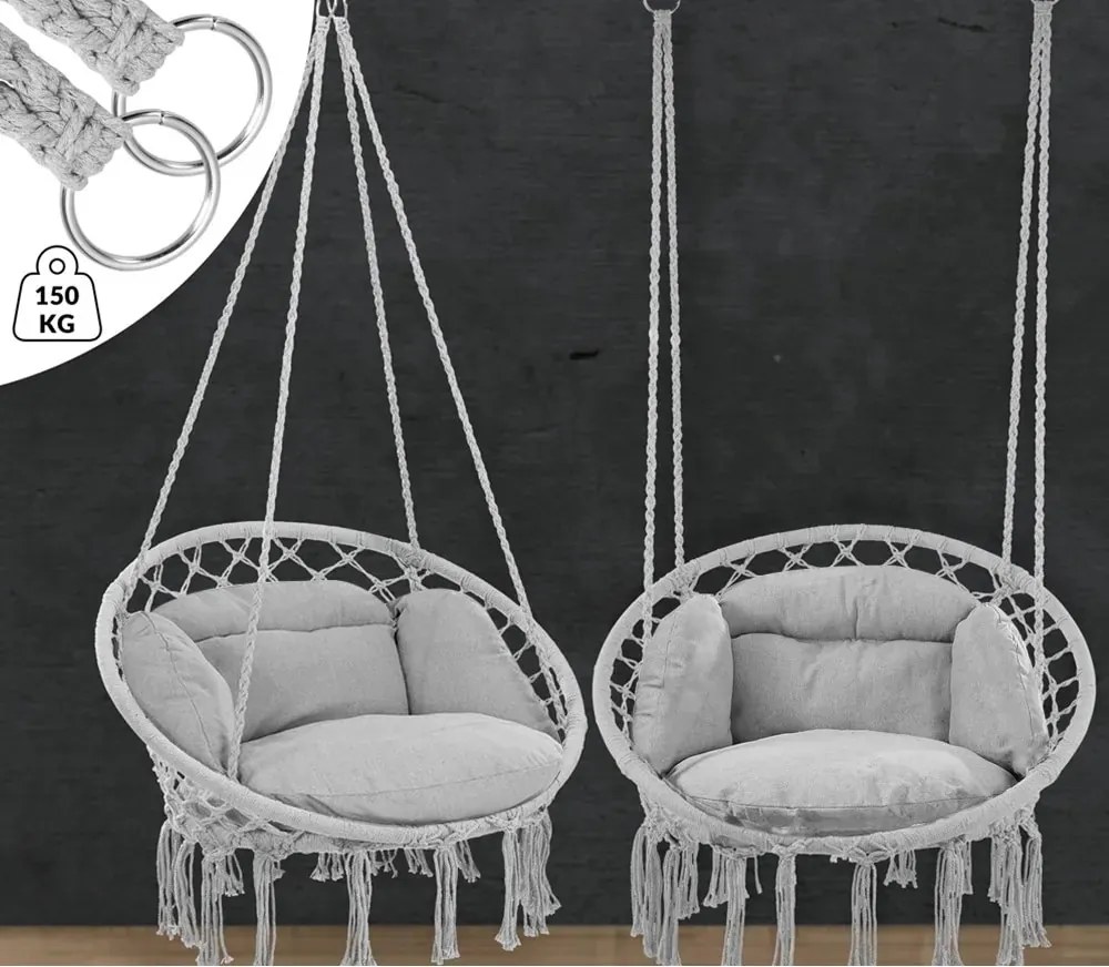 Závesné hojdacie kreslo Kali sivé