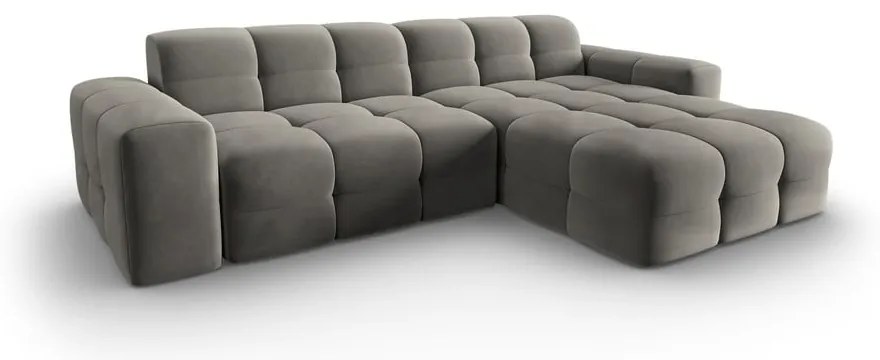 Sivá zamatová rohová pohovka (pravý roh) Kendal - Micadoni Home