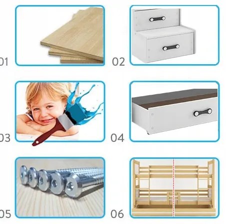 Interbeds Poschodová posteľ MAX 3 + 3x matrace 200x120 sivo-biela 2025