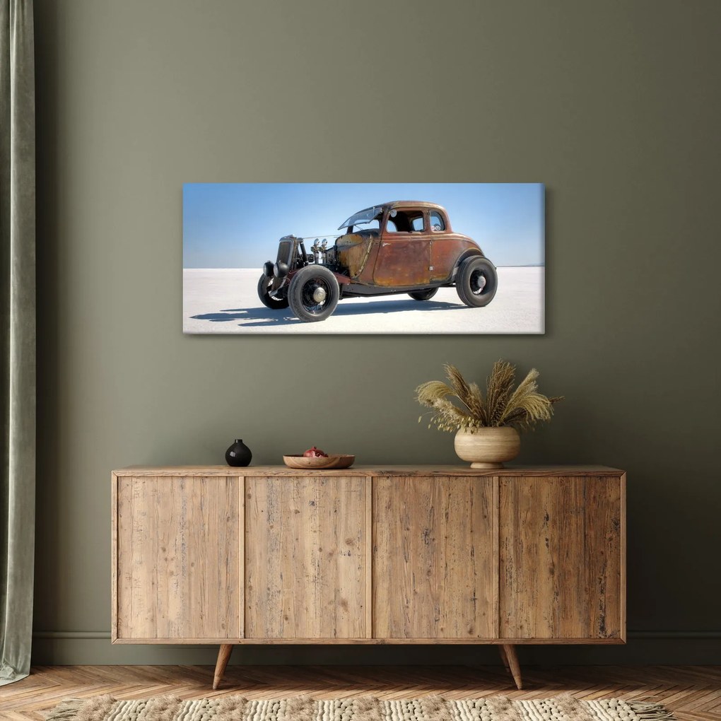 Obraz auta v púšti (120x50 cm)