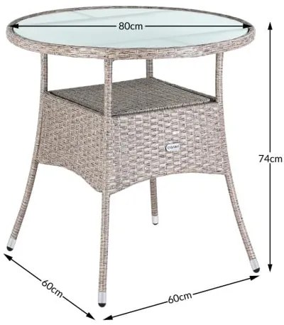 InternetovaZahrada Ratanový stôl Ø80 cm - krémový