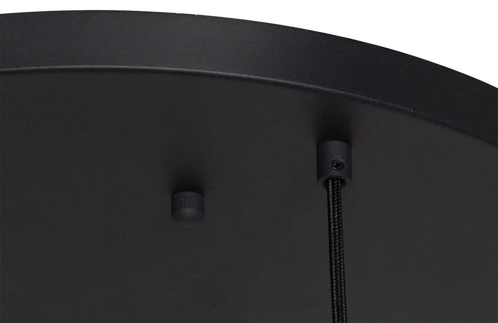 Art Deco závesné svietidlo čierne s dymovým sklom okrúhle 7-svetlo - Sandra