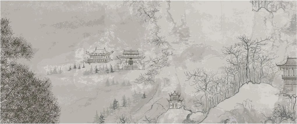 Obraz - Čínska krajina (120x50 cm)