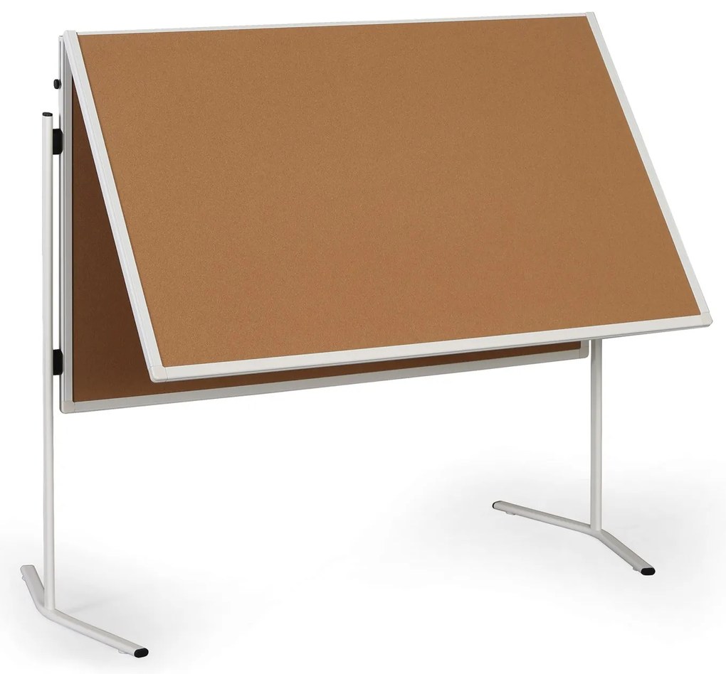 Informačná a moderačná tabuľa, 1200 x 1500 mm, korková, sklopná