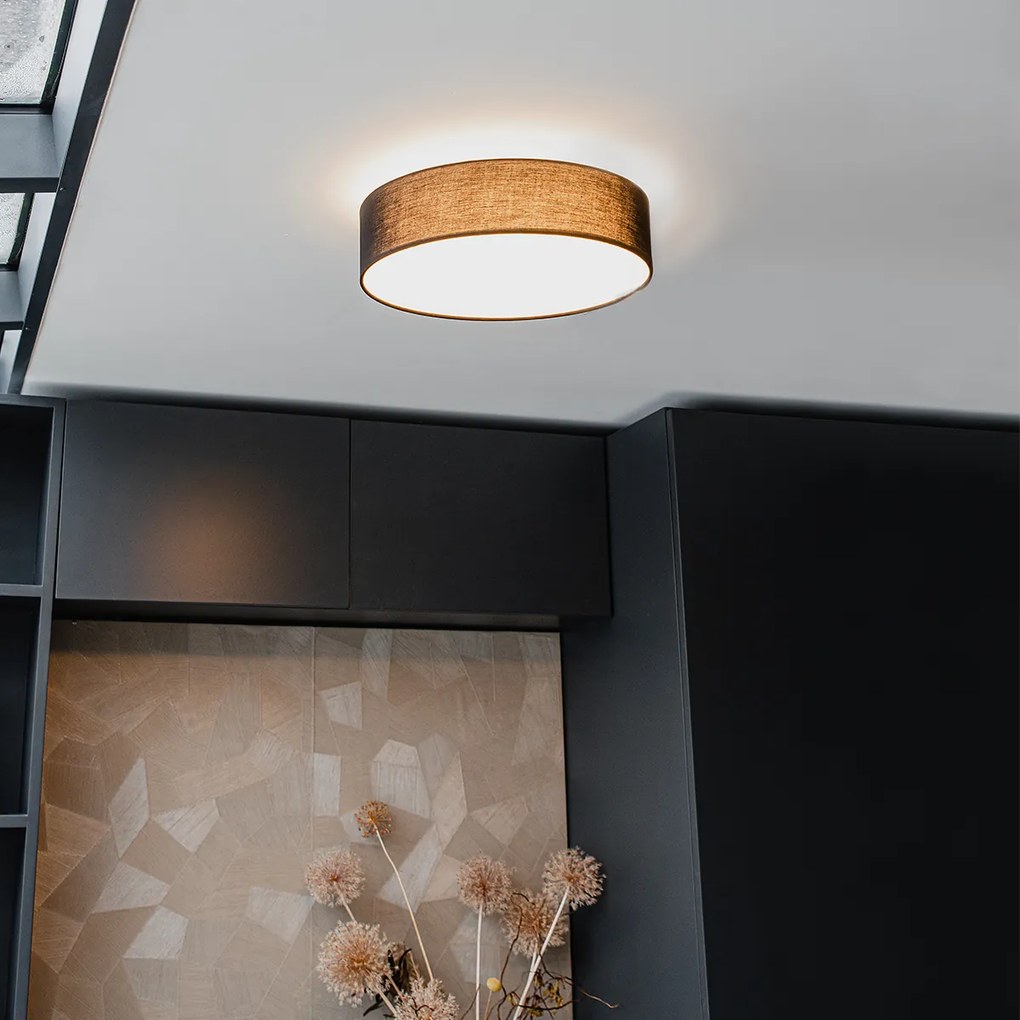 Stropné svietidlo čierne 40 cm vrátane LED - Drum LED