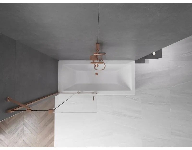 Mexen Velar, 2-krídlová posuvná vaňová zástena 90 x 150 cm, 8mm číre sklo, medená matná, 896-090-000-01-65