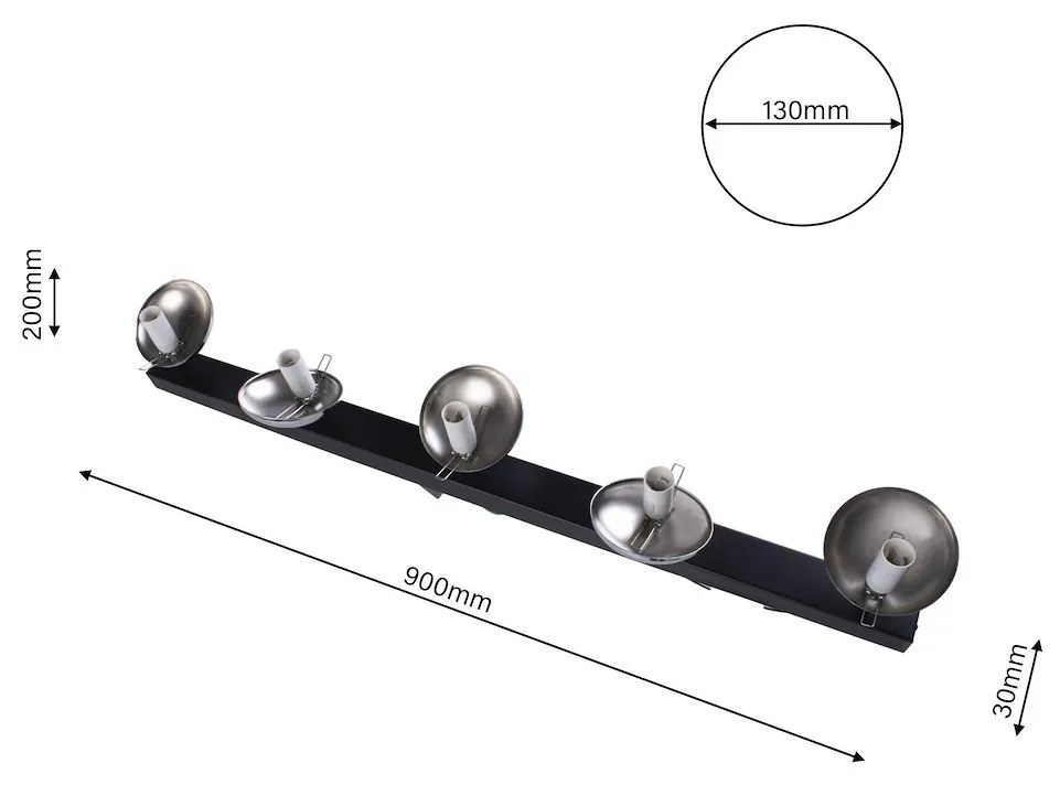 Stropné svietidlo Sfera, 5x biele sklenené tienidlo, b/ch