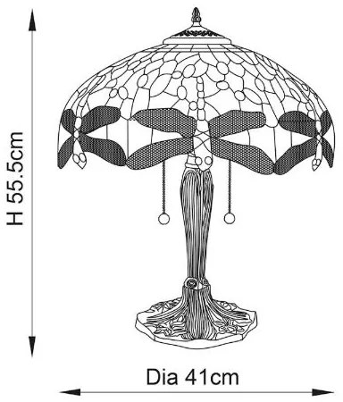 Endon 64085 - Stolná lampa Tiffany DRAGONFLY 2xE27/60W/230V pr. 41 cm