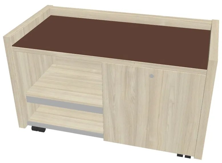 Mobilný kontajner Verno 100 x 50 cm so sklom, pravý, agát / hnedá