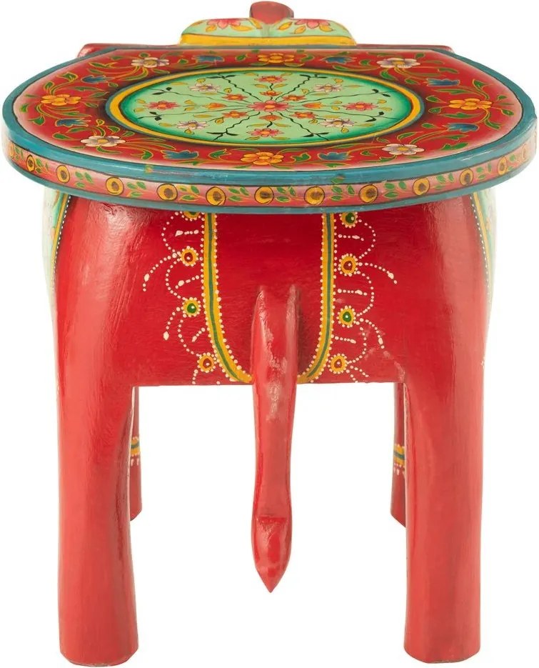 Drevený farebný stôl / stolička slon Mumbai mango wood - 48*35*36 cm