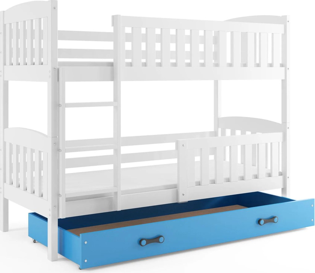 Poschodová posteľ KUBO 200x90 | biela - modrá