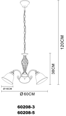Globo 60208-3 - Luster na reťazi ODIN 3xE27/60W/230V