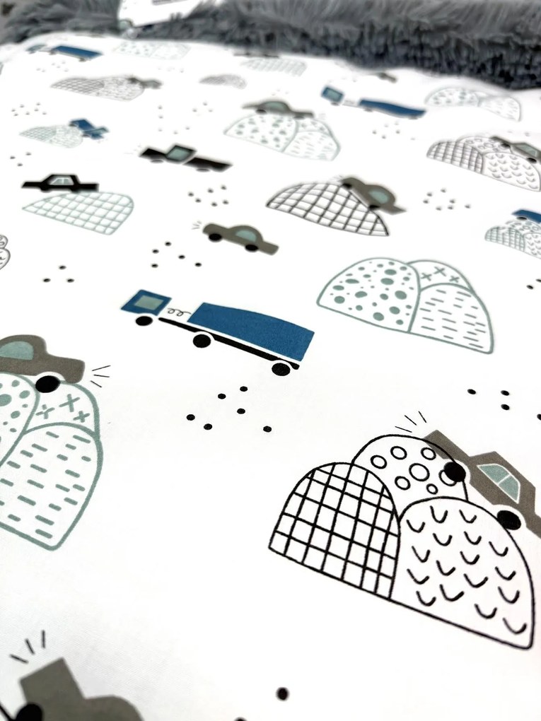 INTERMEDIC SK Posteľná obliečka Modré Autá 140x200/70x90 cm – 100 % bavlna, zapínanie na zips