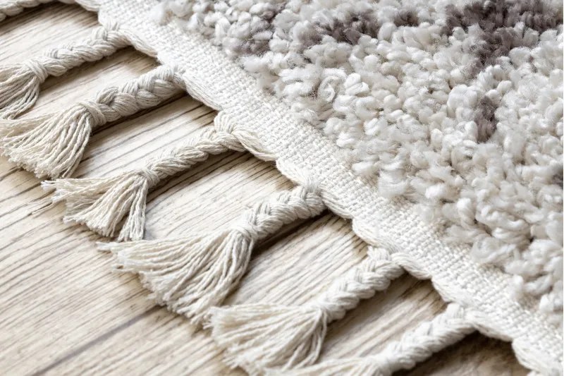 Dywany Łuszczów, Koberec behúň Berber Fez cream, 80x300, biela, obývacia izba