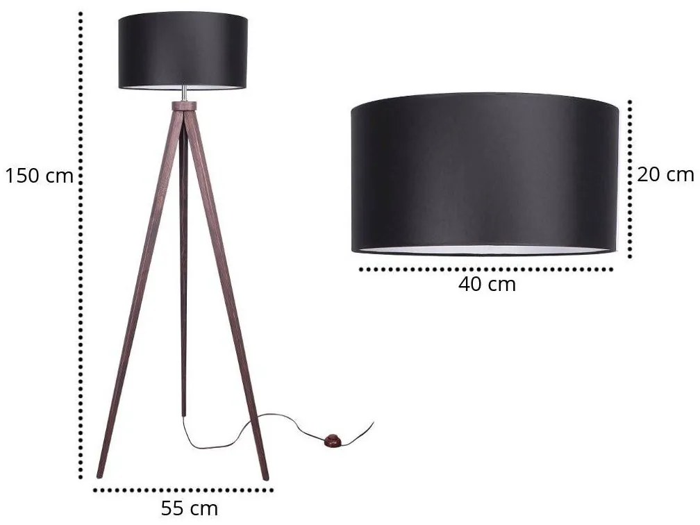 Stojacia lampa Indigo, 1x textilné tienidlo (výber zo 7 farieb), (výber z 5 farieb konštrukcie)