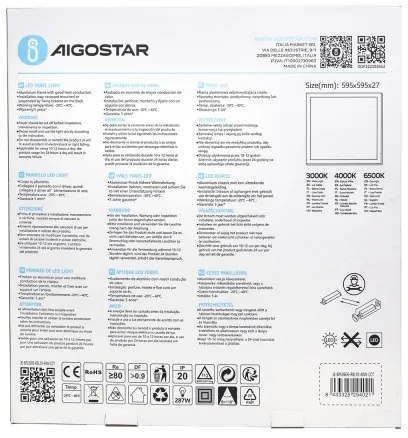 Aigostar - LED Podhľadový panel LED/40W/230V 3000K/4000K/6500K 60x60cm biela