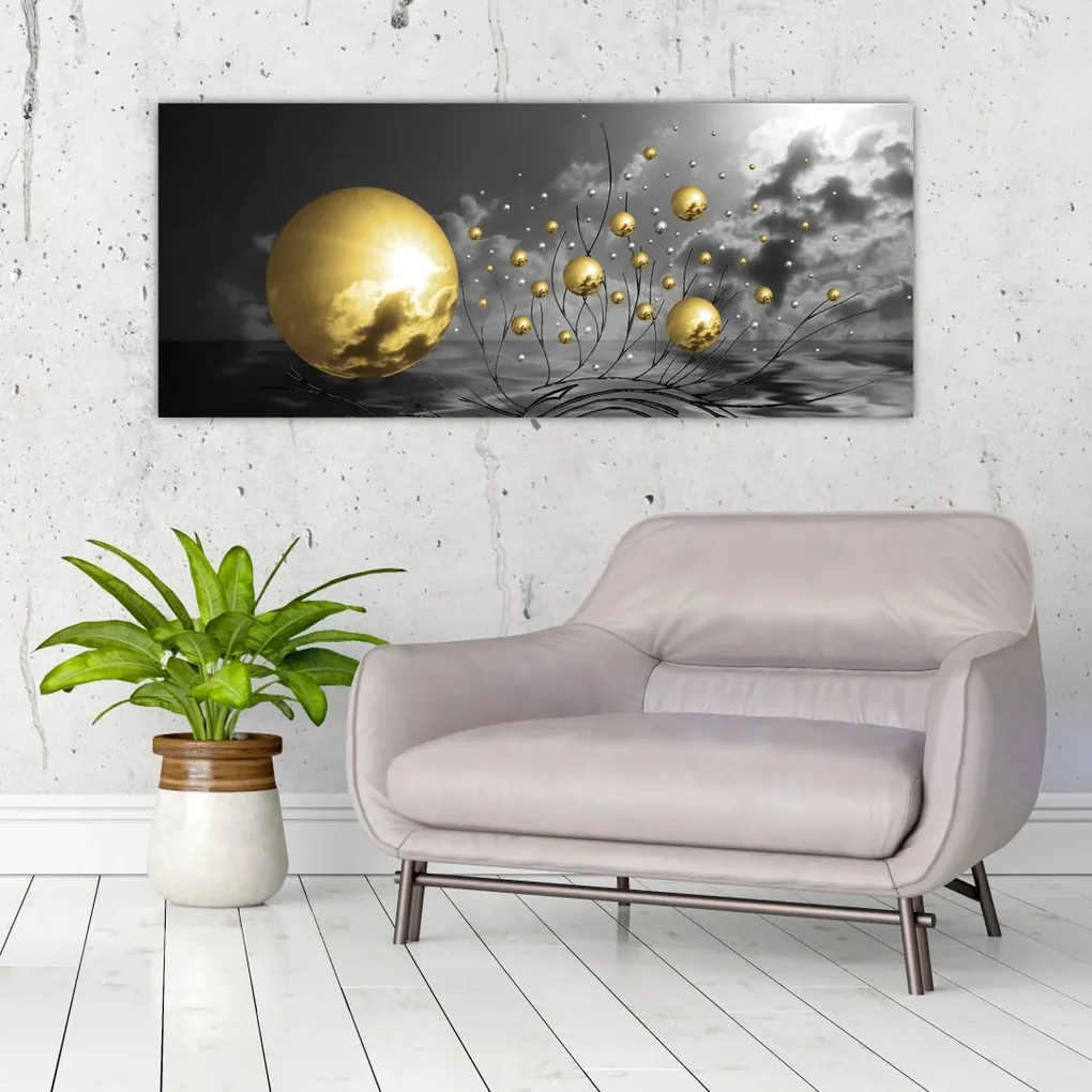Obraz okrových gulí (120x50 cm)