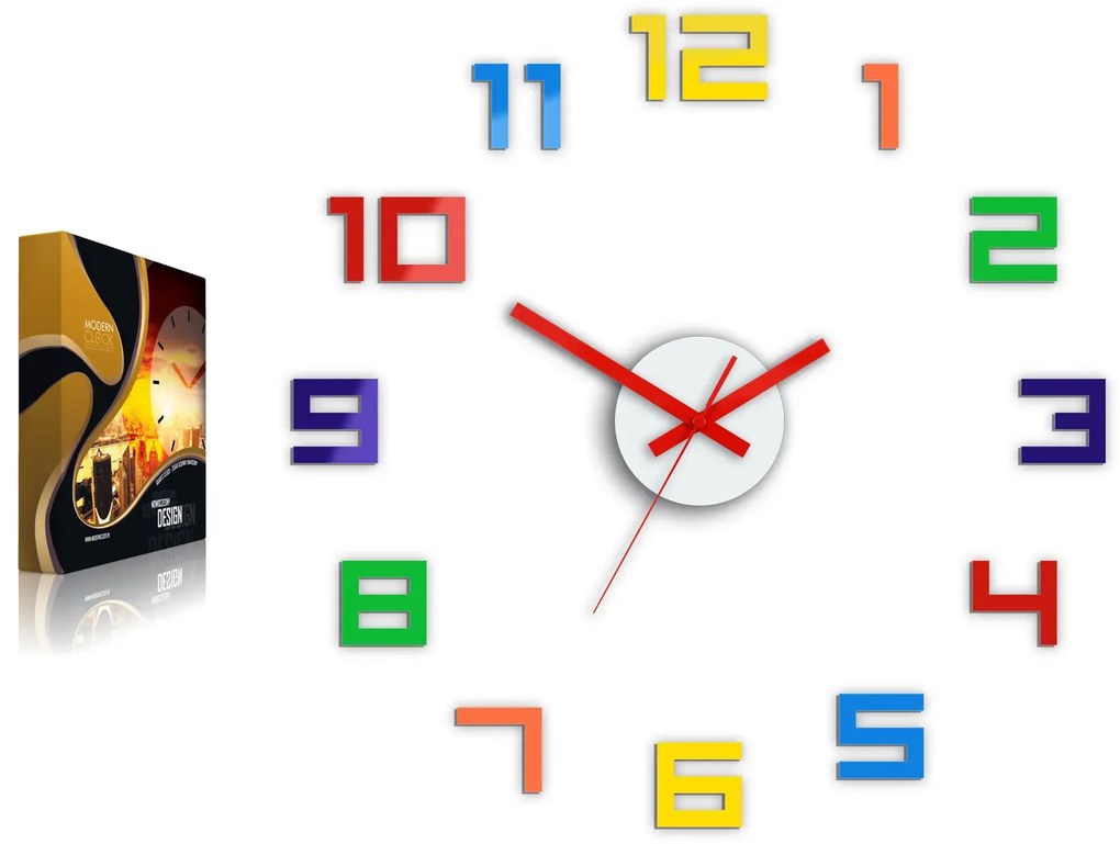 3D nalepovacie hodiny Digit farebné