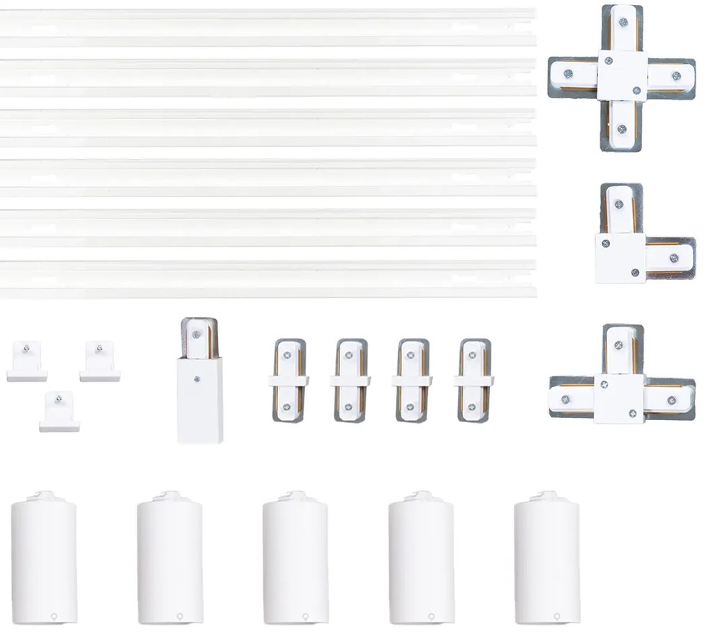 Moderný koľajnicový systém s 5 bodovými svetlami biely 1-fázový GU10 35 mm - Iconic Ruby