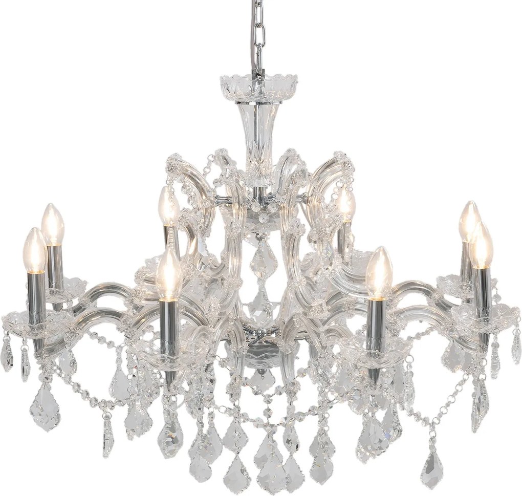 Strieborný krištáľový luster Edison - Ø 80*60 cm E14/max 8*40W