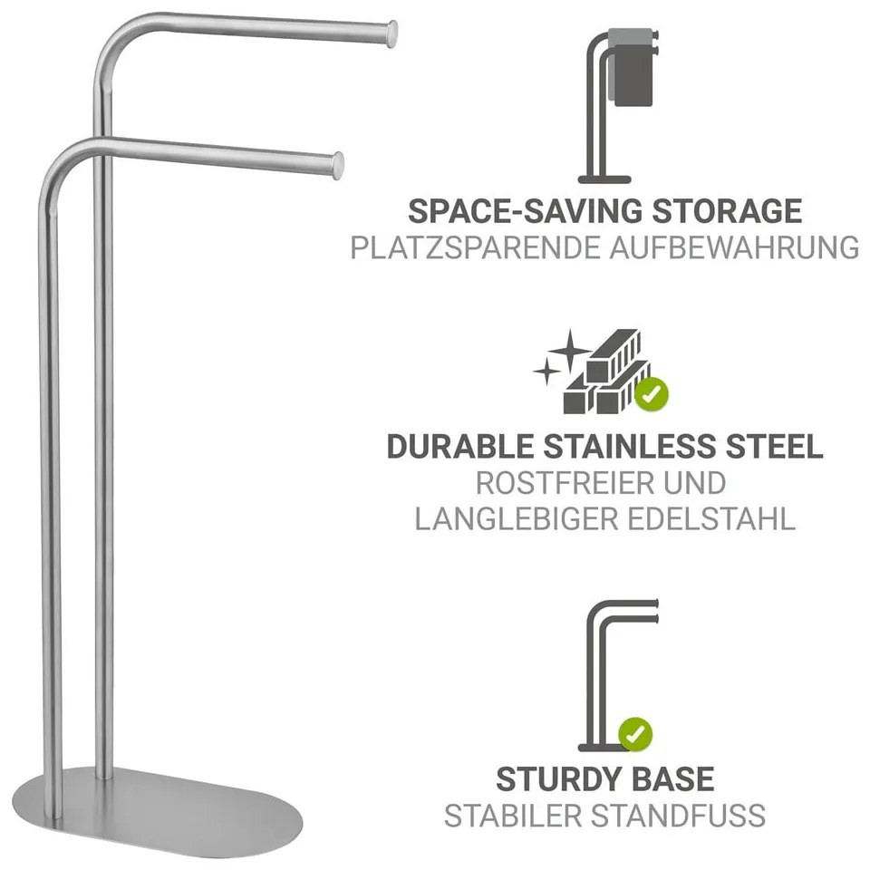 Stojan na uteráky z nehrdzavejúcej ocele v matne striebornej farbe Levante – Wenko