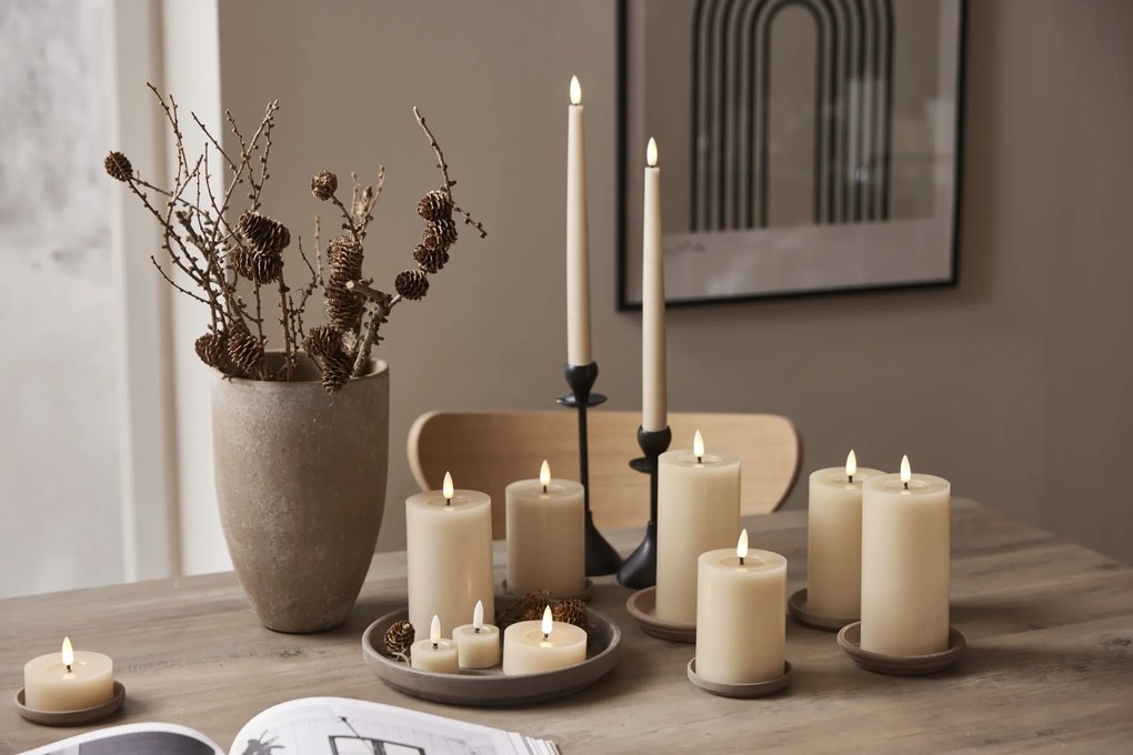 STAR TRADING Čajová LED sviečka Flamme Beige 4 cm – set 2 ks