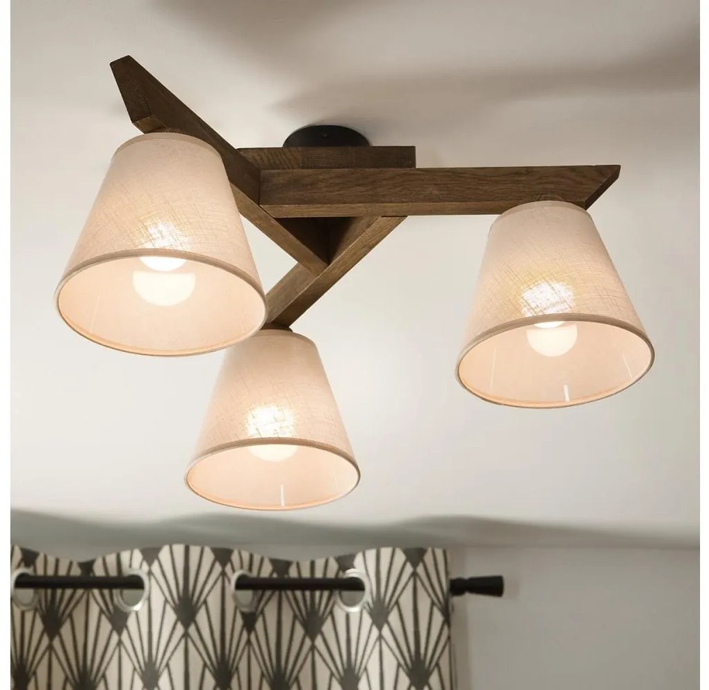 Brilagi - LED prisadený luster ANTHONY 3xE14/40W/230V dub orech/béžová.