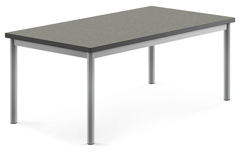 Stôl SONITUS, 1200x700x500 mm, linoleum - tmavošedá, strieborná