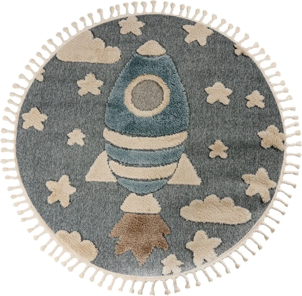 Obsession, Detský kusový koberec My Fano 391 Spac kruh, 133x133 (priemer) kruh, modrá, detská izba