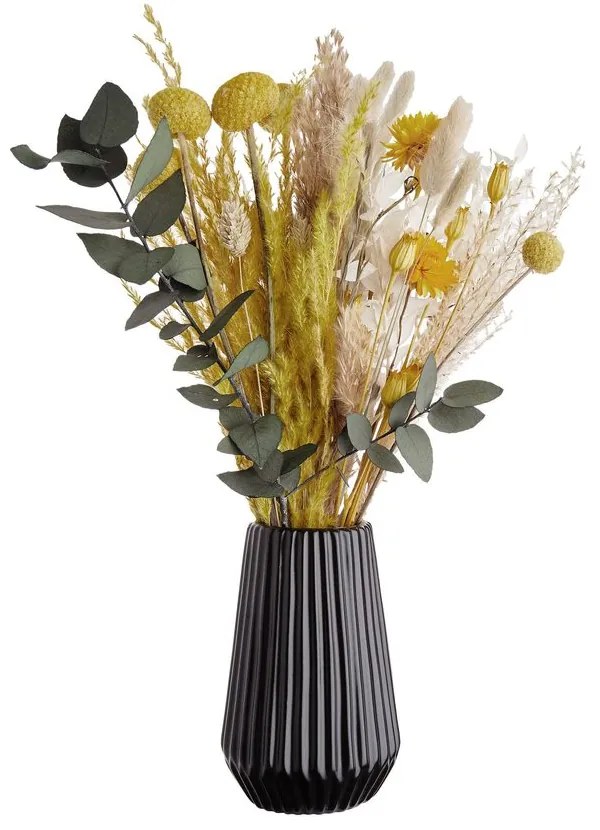 Butlers RIFFLE Váza 13,5 cm - čierna