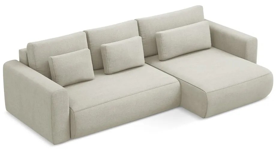 Béžová rozkladacia/s úložným priestorom rohová pohovka (pravý roh/s leňoškou) Kapua – Makamii