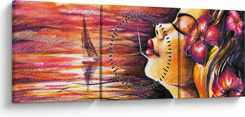 Obraz - Spomienky na leto (s hodinami) (90x30 cm)