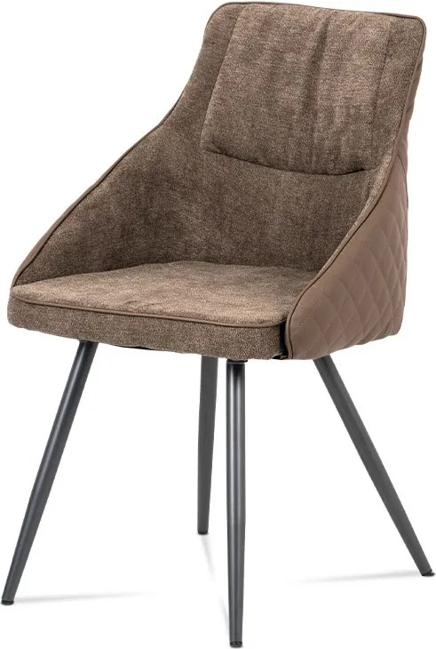 jedálenská stolička, lanýžová látka+ekokoža, kov sivý mat