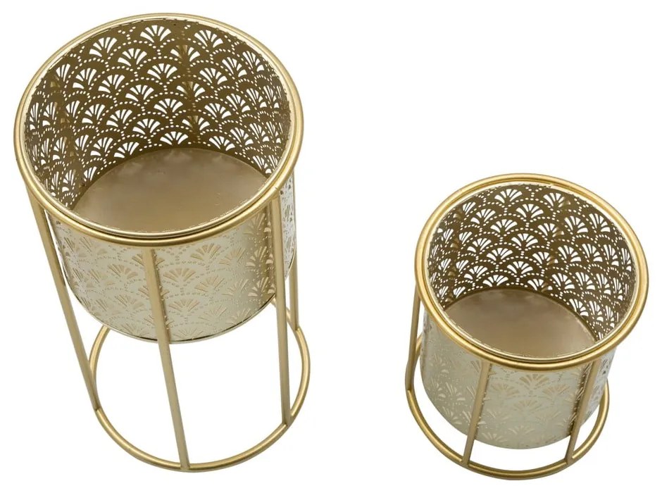 Súprava 2 stojanov na kvetináč v zlatej farbe Mauro Ferretti Golvy, výška 40 cm