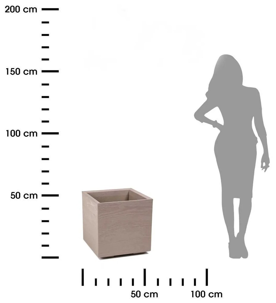 PLASTOVÝ KVETINÁČ NA KOLIESKACH BETONIQUE 40X40 CM BÉŽOVÁ