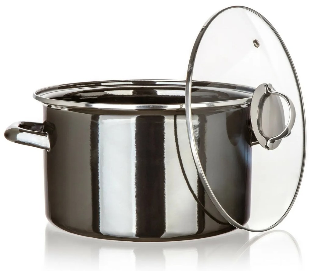 Banquet Hrniec smaltovaný METALLIC Black 26 cm, 6 l, s pokrievkou, 26 cm