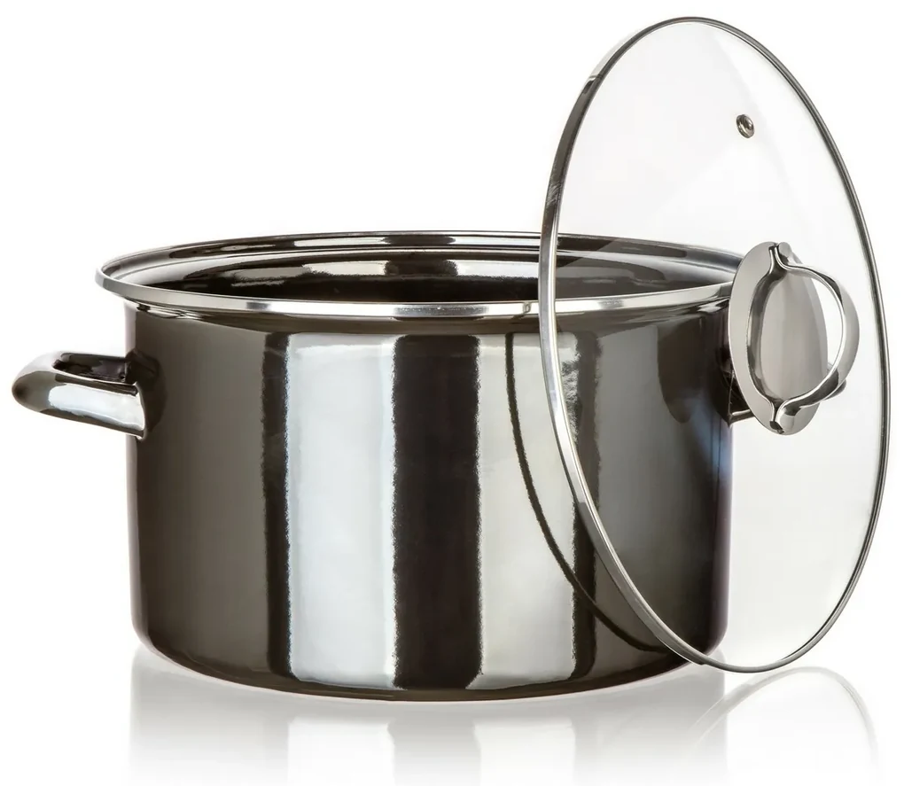 Banquet Hrniec smaltovaný METALLIC Black 26 cm, 6 l, s pokrievkou, 26 cm