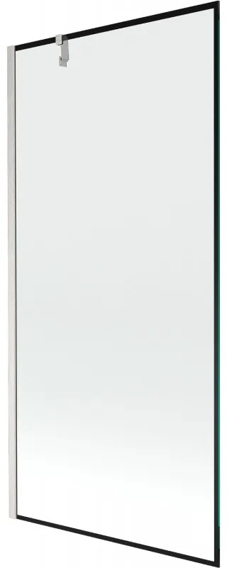 Mexen Next, 1-krídlová vaňová zástena 90 x 150 cm, 6mm číre sklo - čierny vzor, oceľová, 895-090-000-00-70-97