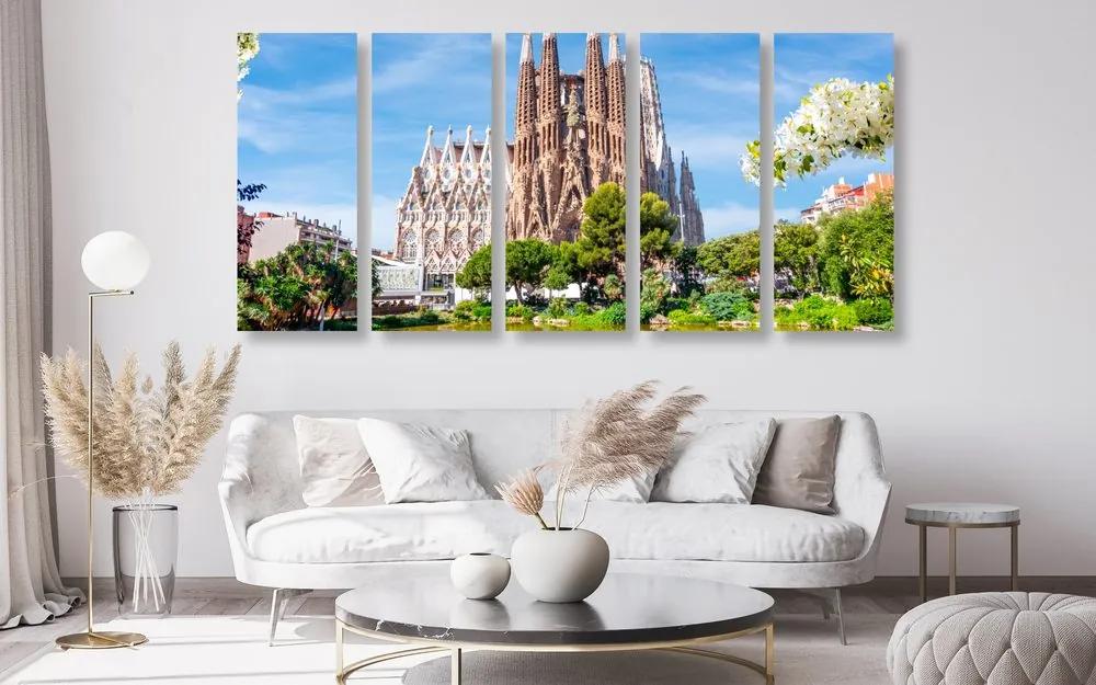 5-dielny obraz nádherná Barcelónska katedrála
