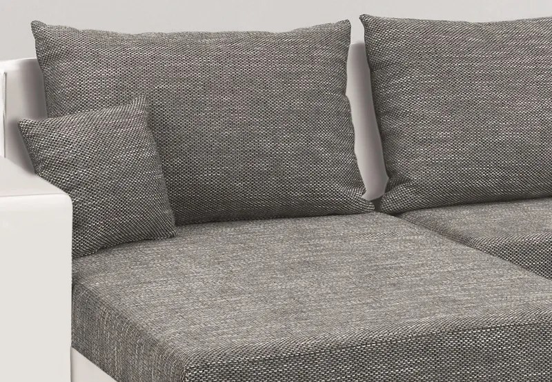 Sedacia súprava Rumba, tvar U, biela ekokoža/melírová tkanina