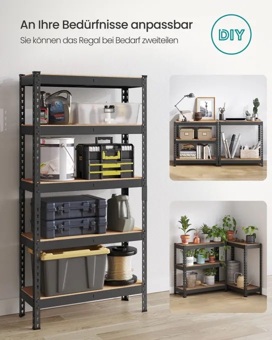 Regál 75x155x30 cm GLR300B01 čierny