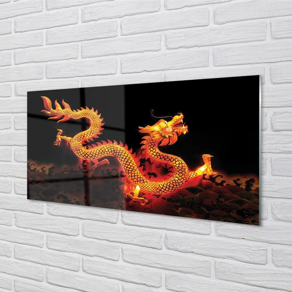 Sklenený obraz Gold dragon 140x70 cm