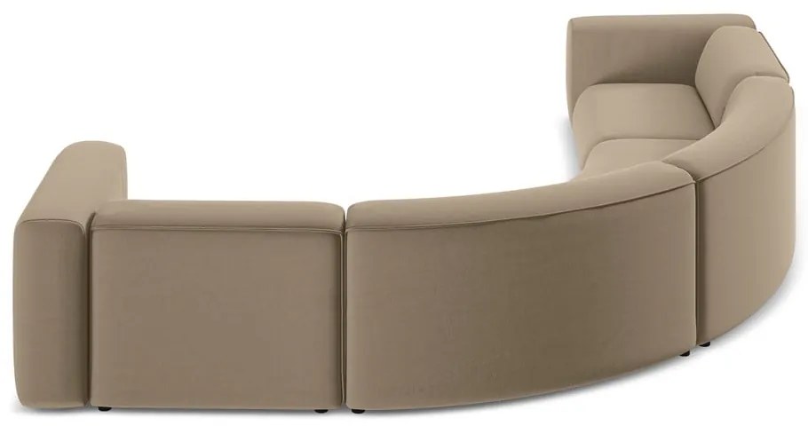 Béžová zamatová rohová pohovka Ekahi – Makamii