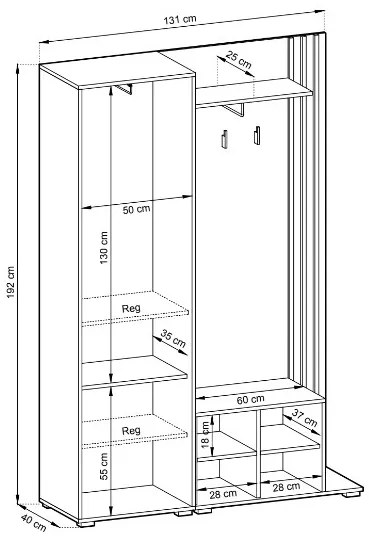 Předsíňová stěna Nelly 131 cm dub artisan/bílá
