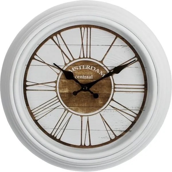 Biele nástenné hodiny Amsterdam - Ø30 * 3,5cm