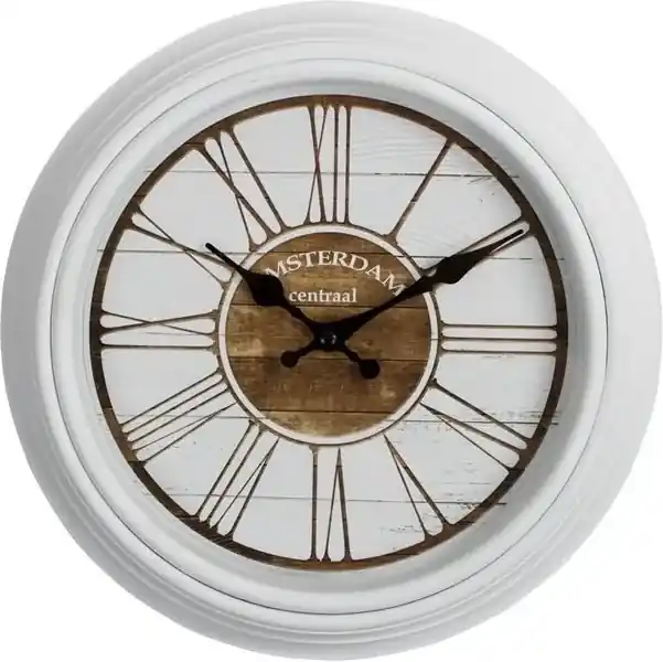 Biele nástenné hodiny Amsterdam - Ø30 * 3,5cm | BIANO