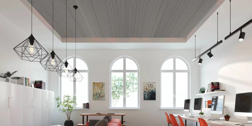 Drevený akustický panel, 2400 x 600 mm, B2BP009, dub grafitový