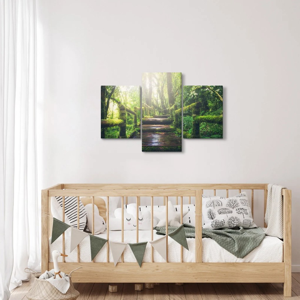 Obraz - drevené schody v lese (90x60 cm)